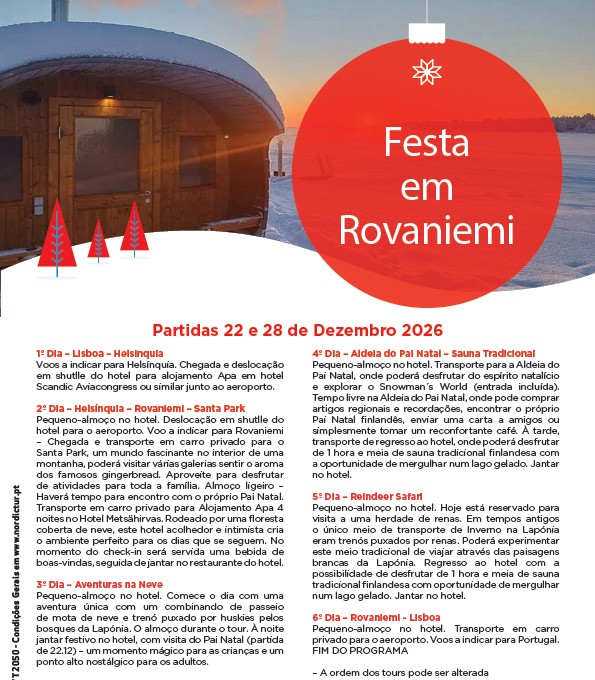 Festa em Rovaniemi - Partidas de Lisboa 22 e 28 de dezembro